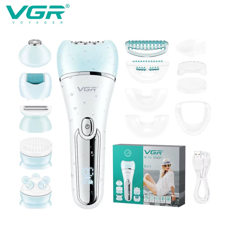 Electric Women Epilator Female Shaver Leg Body Hair Removal Lip Chin Depilatory Lady Bikini Trimmer Facial Hair Remover Set