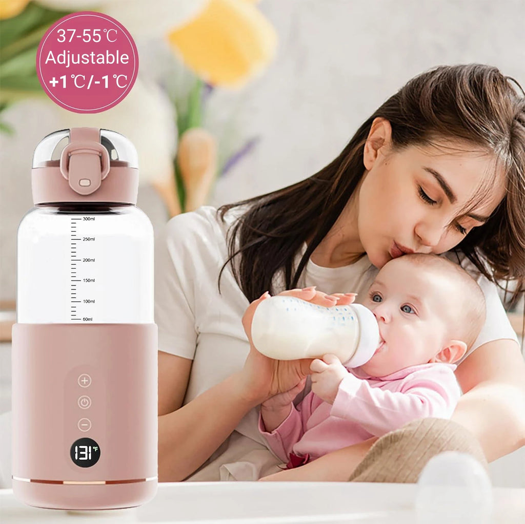 Portable Electric Baby Bottle Warmers USB Charge 37-55℃ Adjustable Rapid Heating Milk Water Wireless Baby Bottle Heater Travel