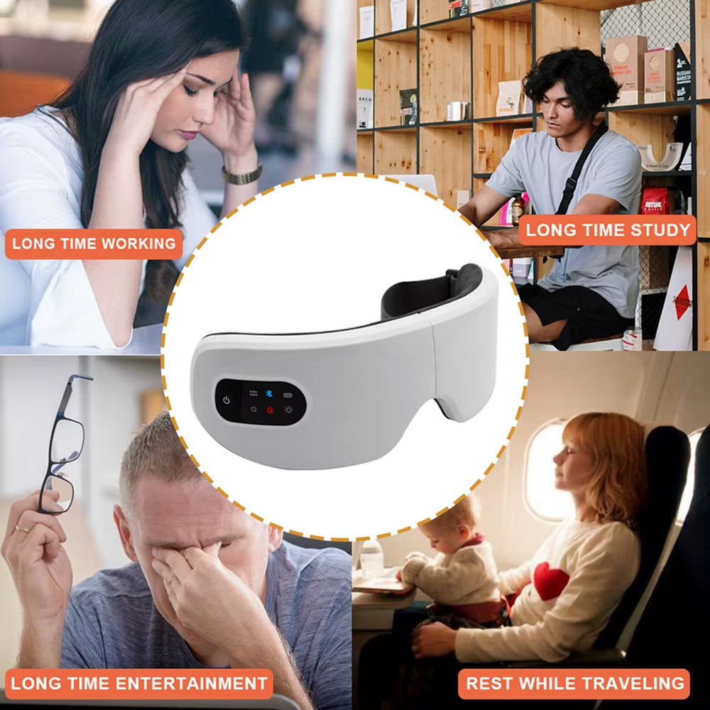 Smart Eye Massager Electric Eye Protector 4-Speed Hot Compress Eye Mask Heating Vibration Massage Wireless Connection Music