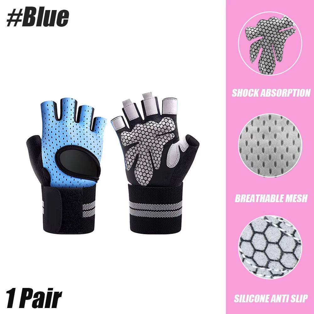 1 Pair Dumbbell Gloves Men Women Weightlifting Crossfit Bodybuilding Workout Sport Gym Training Gloves Non-Slip Wrist Protector
