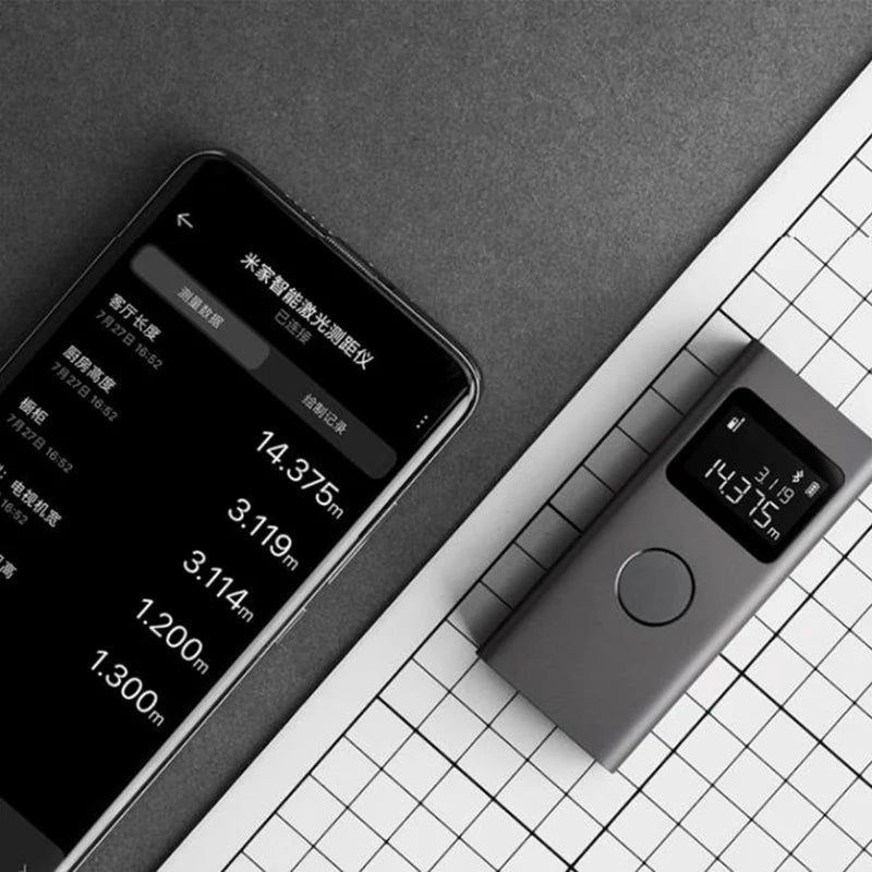 Mijia Smart Laser Range Finder Tape Measure Work with Mi Home APP Laser Rangefinder Real Time Distance Meter LCD Display