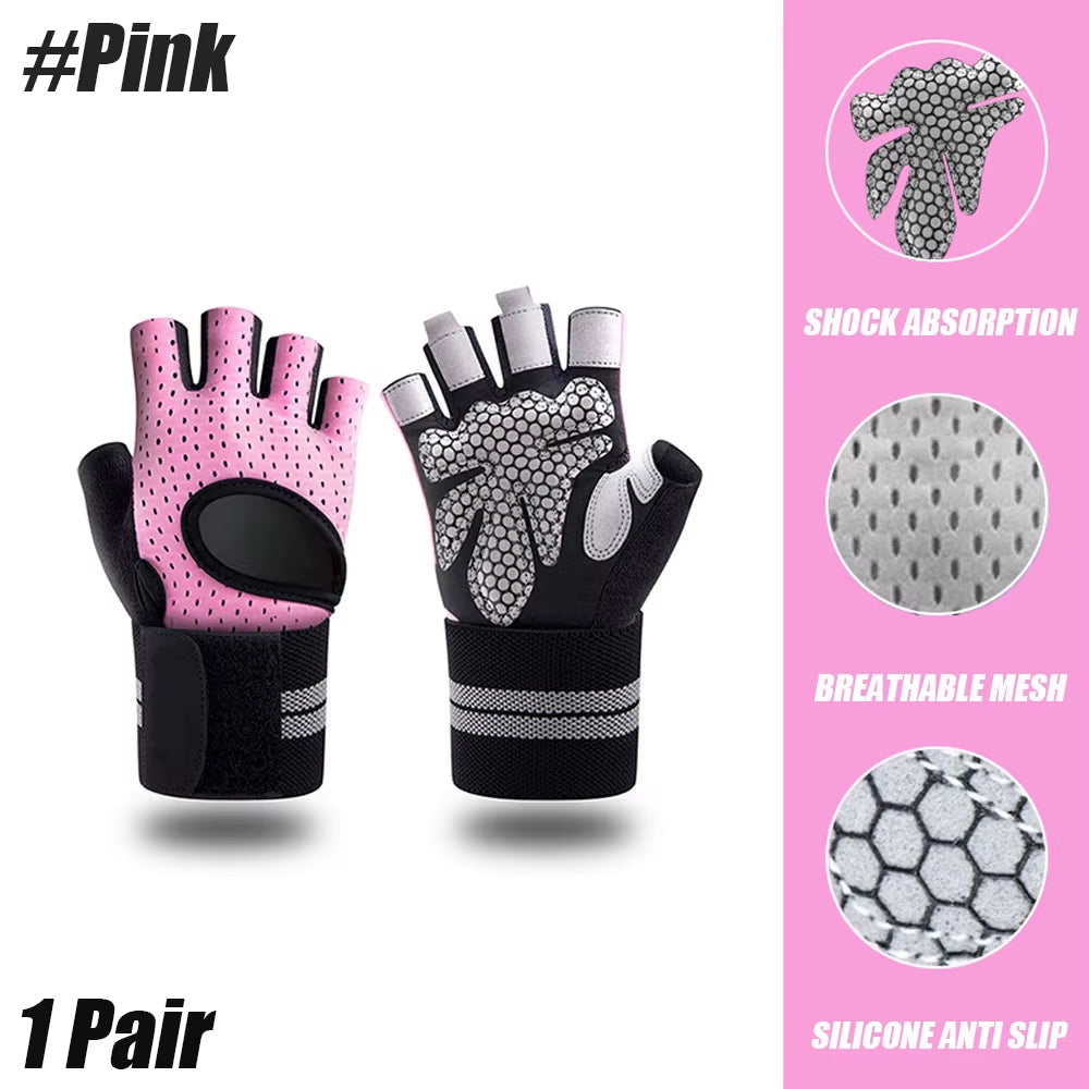 1 Pair Dumbbell Gloves Men Women Weightlifting Crossfit Bodybuilding Workout Sport Gym Training Gloves Non-Slip Wrist Protector