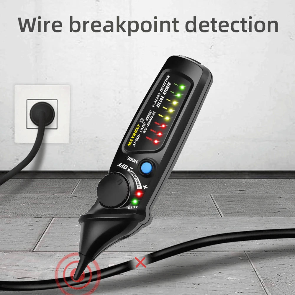 MAXRIENY Non-Contact Voltage Detector Tester AVD06 Socket Wall Outlet Live Test Pen Indicator 12~1000V NCV Continuity Test Meter