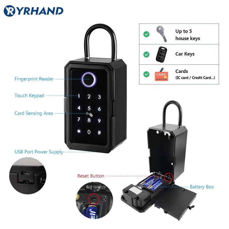 Ttlock Wifi Security Boxes Password Smart Fingerprint Digital Cerradura Inteligente Tuya Electronic Portable Lock Boxes