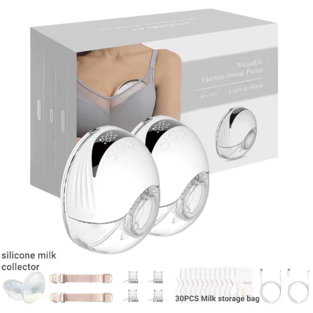 Electric Wearable Breastmilk Pump Handsfree BPA Free Low Noise Powerful Suction 4 Mode&12 Level Shell Shape Wireless Breast Pump