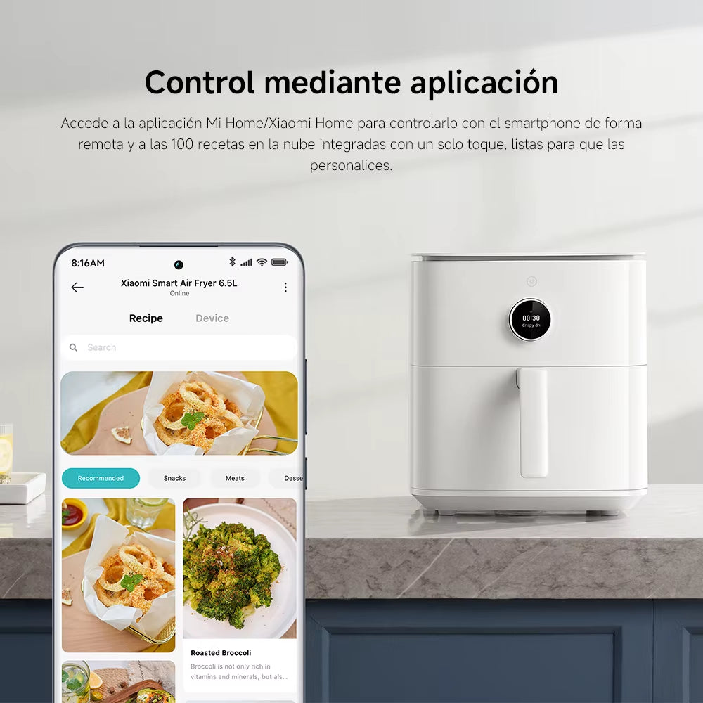 Official |  Smart Air Fryer 6.5L，6.5 L Capacity，High Temperature Resistant Metal Interior，Dishwasher Safe