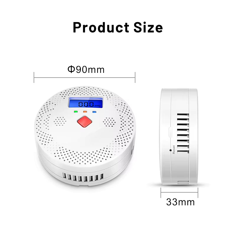 Tuya Wifi Smart Carbon Monoxide Detector Alarm 85Db Sound Warning LCD Digital Display Home Indoor CO Poisoning Siren