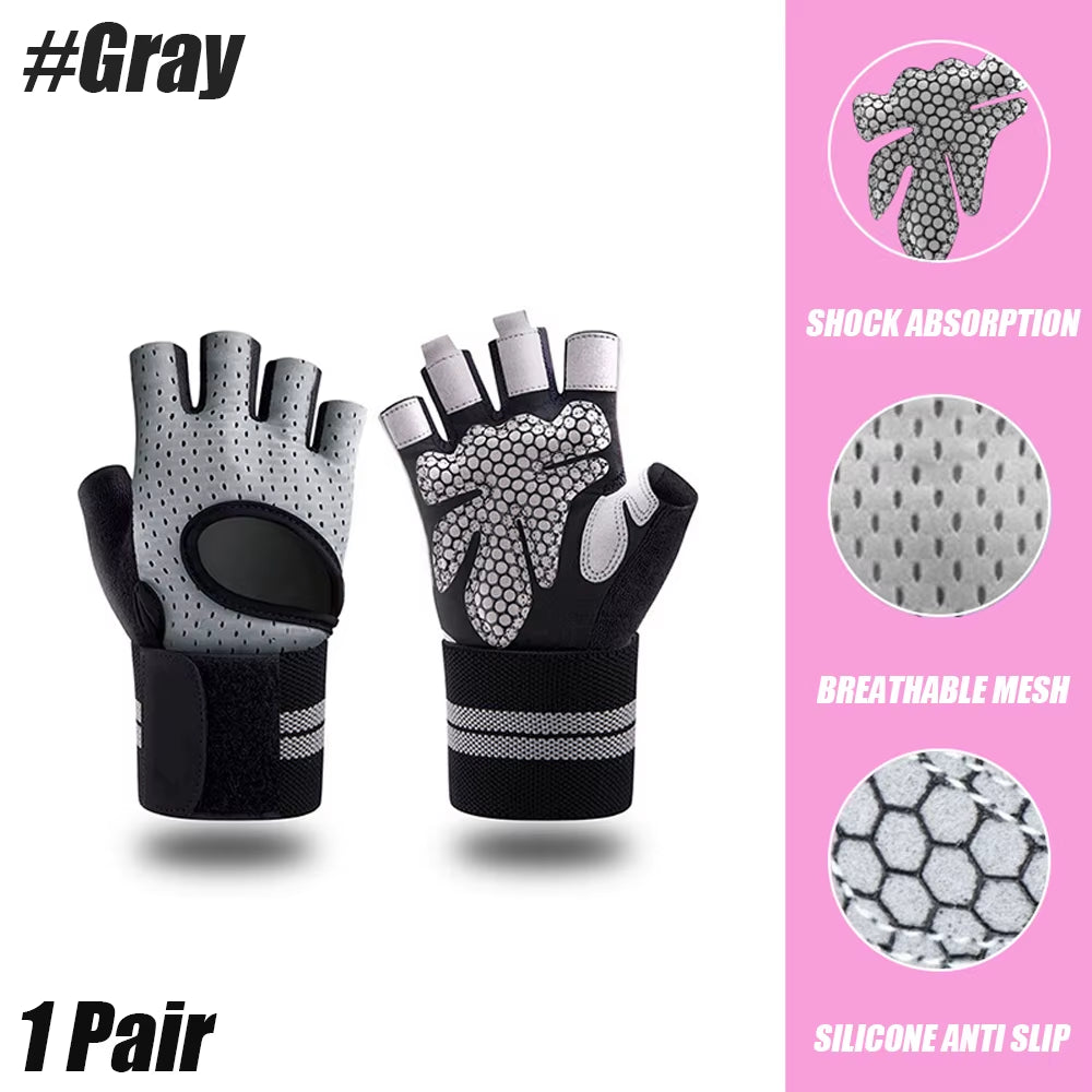 1 Pair Dumbbell Gloves Men Women Weightlifting Crossfit Bodybuilding Workout Sport Gym Training Gloves Non-Slip Wrist Protector