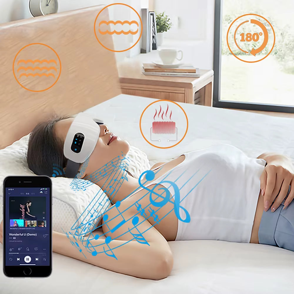 Smart Eye Massager Electric Eye Protector 4-Speed Hot Compress Eye Mask Heating Vibration Massage Wireless Connection Music