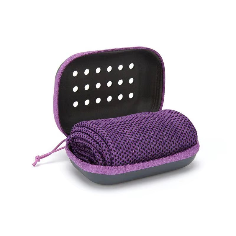 Quick Drying Cooling Towel Soft Breathable Chilly Sweat Absorption Cold Towel with Storage Box Sports Running Yoga Gym Club