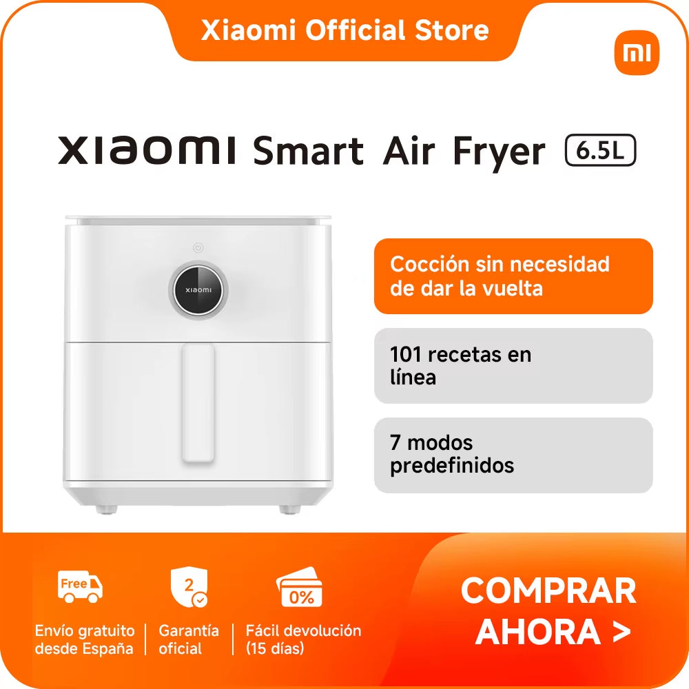 Official |  Smart Air Fryer 6.5L，6.5 L Capacity，High Temperature Resistant Metal Interior，Dishwasher Safe