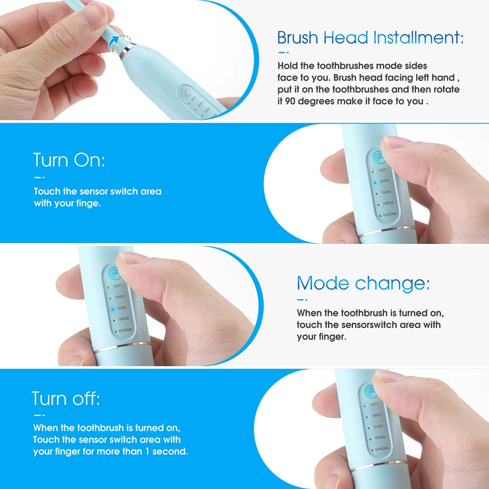 Electric Toothbrush Houseehold Whitening IPX7 Waterproof Toothbrushes Automatic Tooth Brush Dental Calculus Remover Dental