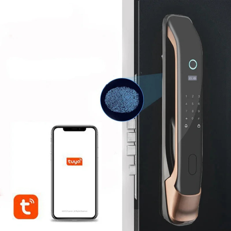 Tuya Wifi APP Inteligente Smart Electronic Password IC Card Key Digital Fingerprint Remote Control Security Anti-Theft Door Lock