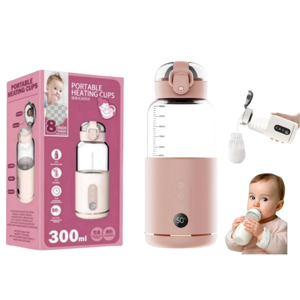 Portable Electric Baby Bottle Warmers USB Charge 37-55℃ Adjustable Rapid Heating Milk Water Wireless Baby Bottle Heater Travel