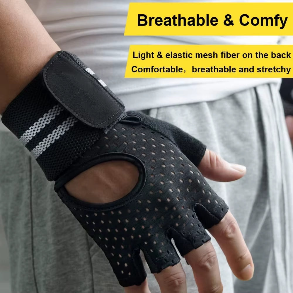 1 Pair Dumbbell Gloves Men Women Weightlifting Crossfit Bodybuilding Workout Sport Gym Training Gloves Non-Slip Wrist Protector