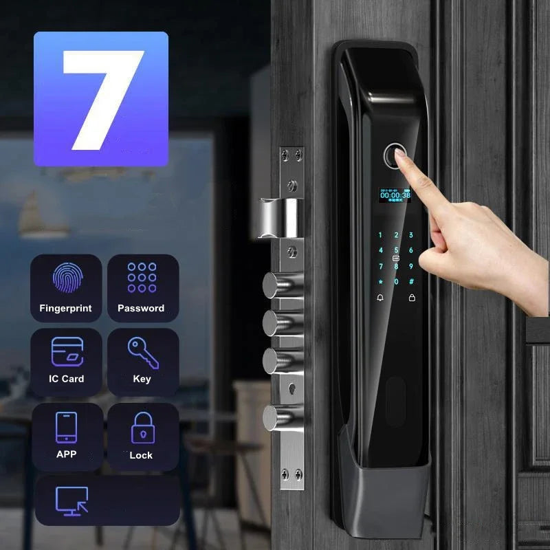 Tuya Wifi APP Inteligente Smart Electronic Password IC Card Key Digital Fingerprint Remote Control Security Anti-Theft Door Lock