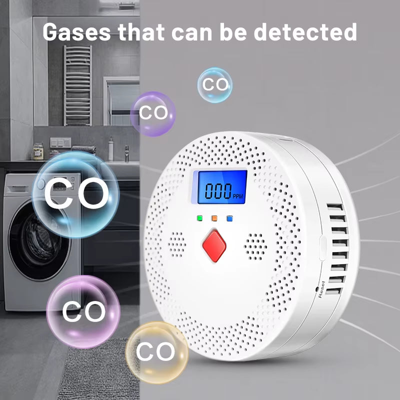 Tuya Wifi Smart Carbon Monoxide Detector Alarm 85Db Sound Warning LCD Digital Display Home Indoor CO Poisoning Siren