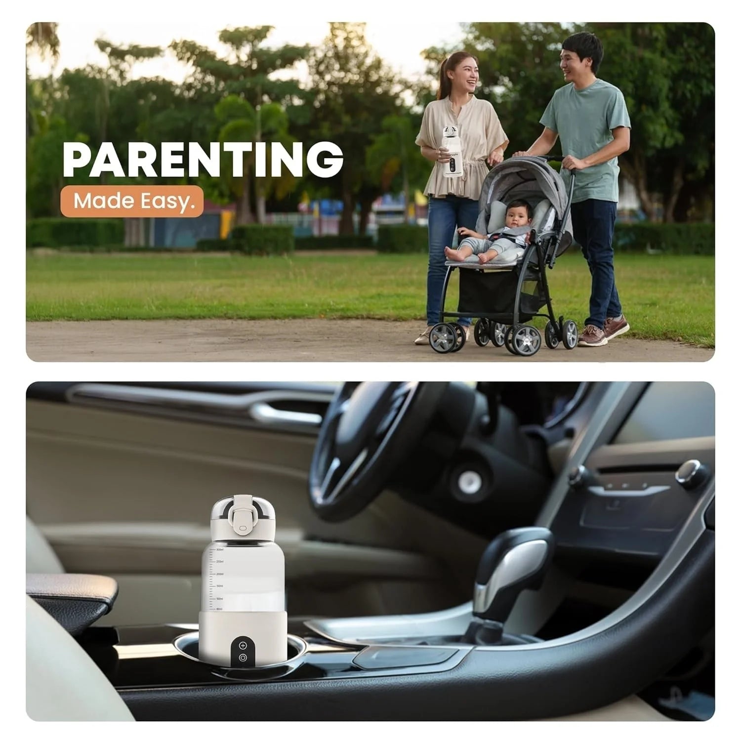 Portable Electric Baby Bottle Warmers USB Charge 37-55℃ Adjustable Rapid Heating Milk Water Wireless Baby Bottle Heater Travel