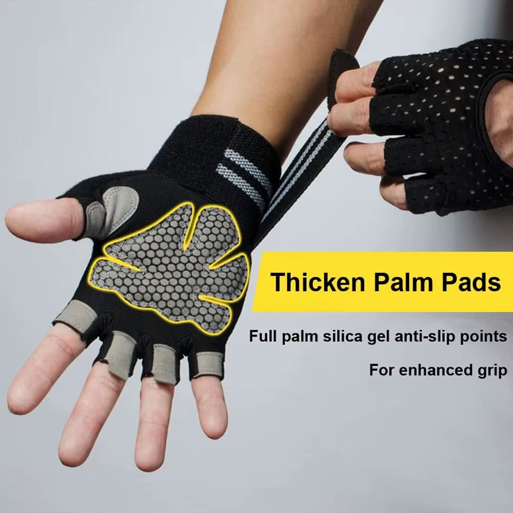 1 Pair Dumbbell Gloves Men Women Weightlifting Crossfit Bodybuilding Workout Sport Gym Training Gloves Non-Slip Wrist Protector